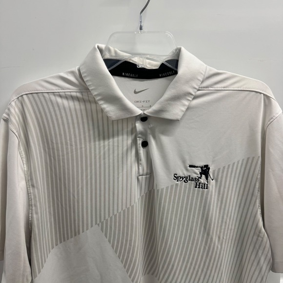 Nike Other - Nike Golf Dri-FIT Polo Shirt Mens Large Spyglass Hill White Striped Short Sleeve